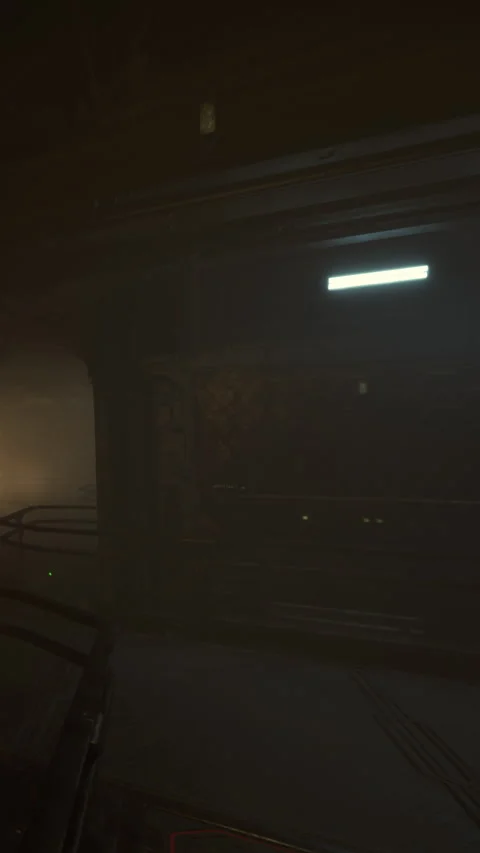 Dark corridor with lights in an abandoned building at night Stock Footage 336430575