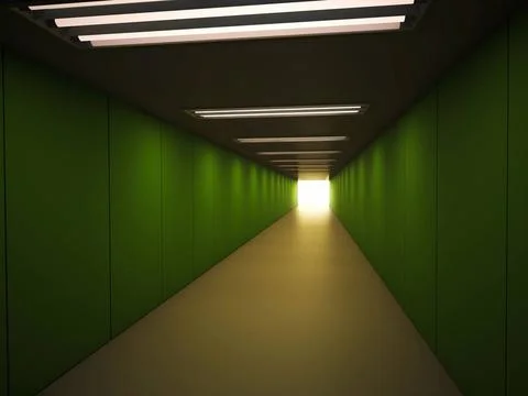 Dark corridor Long dark corridor with light at the end Copyright: xZoonar.... Fotos de archivo