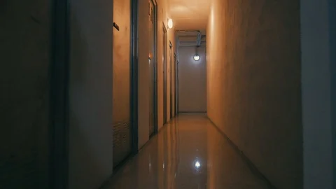 Dark Corridor Many Doors Stock Footage 102037937