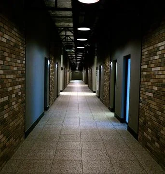 Dark corridor of an office building in loft style Stock Photos