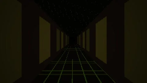 Dark corridor with yellow lines. 库存影片 334688535