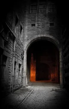 Dark courtyard Stock Photos