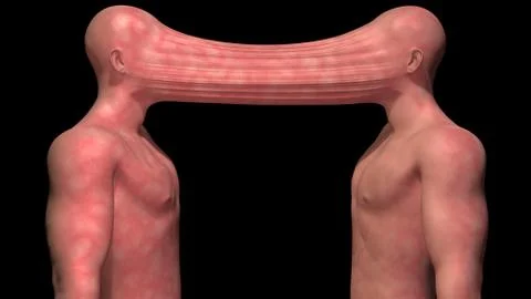 Dark CRISPR. Genetically engineered human clones . Conjoined twins 3d render Stock Illustration