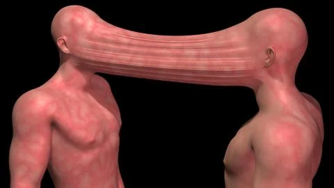 Dark CRISPR. Genetically engineered human clones . Conjoined twins 3d render Stock Illustration