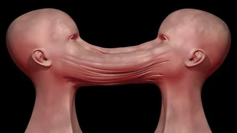 Dark CRISPR. Genetically engineered human clones . Conjoined twins 3d render Stock Illustration