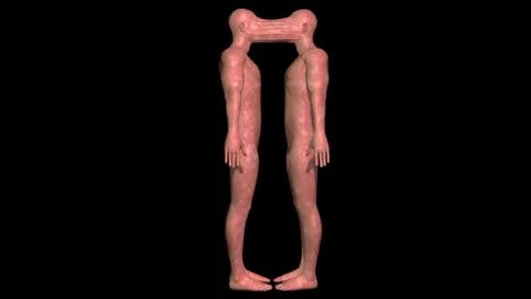 Dark CRISPR. Genetically engineered human clones . Conjoined twins 3d render Stock Illustration