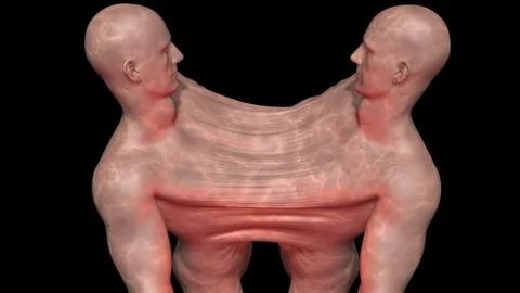 Dark CRISPR. Genetically engineered human clones . Conjoined twins 3d render Stock Illustration