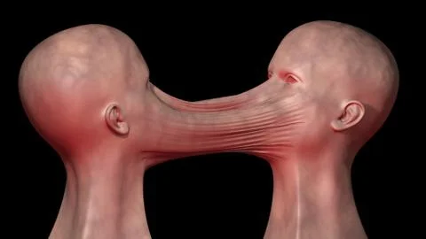 Dark CRISPR. Genetically engineered human clones . Conjoined twins 3d render Stock Illustration