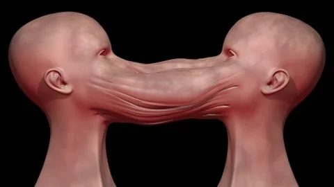 Dark CRISPR. Genetically engineered human clones . Conjoined twins 3d render Stock Illustration