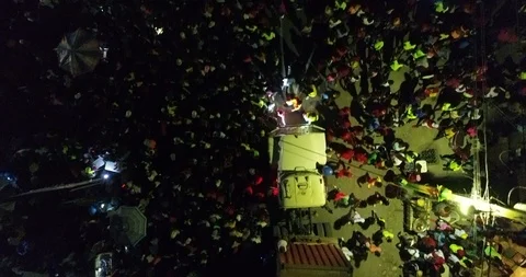 Dark Crowded Streets during Mardi Gras in Haiti Stock Footage 86208996