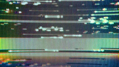 Dark CRT screen with scattered teal pixel dots and glitch highlights, analog Stock Footage 341699847