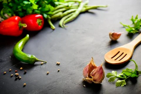 Dark culinary background Stock Photos