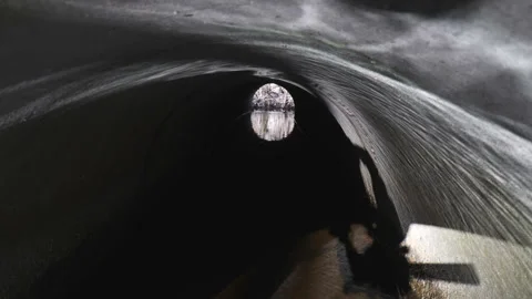 Dark Culvert with Water Reflecting Video stock 237412327