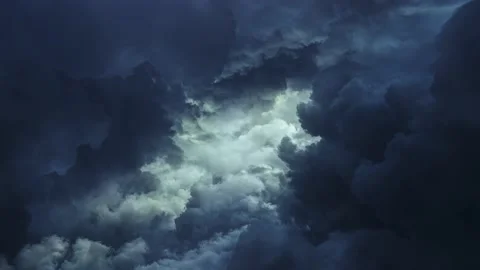Dark cumulonimbus clouds moving in the sky with thunderstorm Stock Footage 160975823
