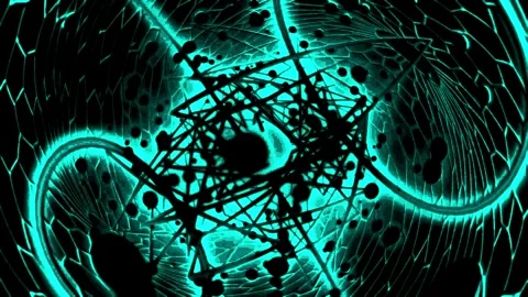 Dark Cyan Sci-Fi Ring Flow Abstract Energy Wave Seamless VJ Loop 스톡 동영상 334225491
