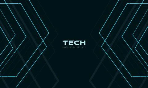 Dark cyan technology background with luminous angular lines and central text Stock Illustration