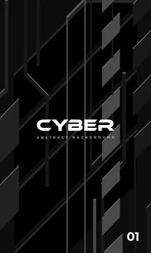 Dark cyber poster template. Black and gray abstract futuristic tech vertical Illustrazione stock