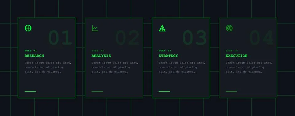Dark Cyber Process Cards Vector Stock Illustration
