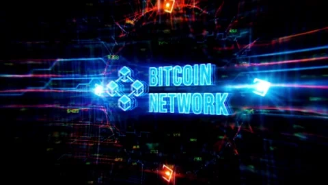 Dark cyberspace internet or cryptocurrency blockchain network background. BTC 4K Video stock 336442725