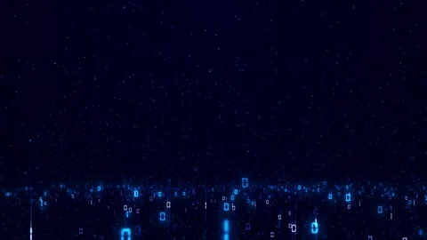 Dark data particles coding visual blue binary digits, glowing information specks Stock Footage 340527804
