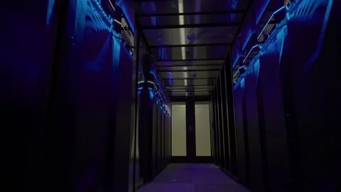 Dark datacenter room Stock Footage 145194170
