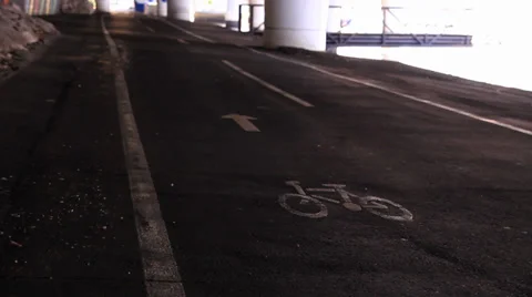 Dark Dedicated Bike Path Stock Footage 39885573