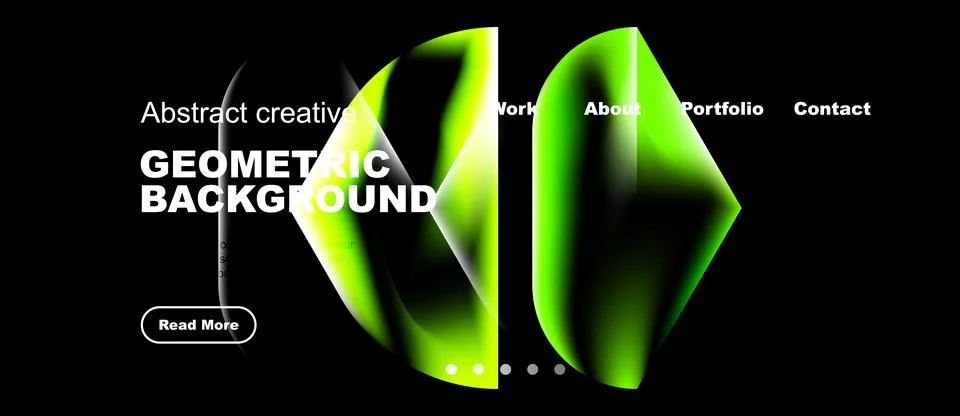 Dark design features vibrant green geometric shapes. Text elements include me Stock Illustration
