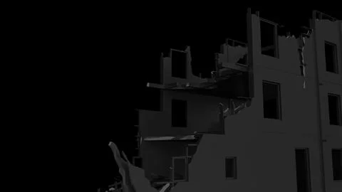 Dark destroyed black building with copy space Ilustración de archivo