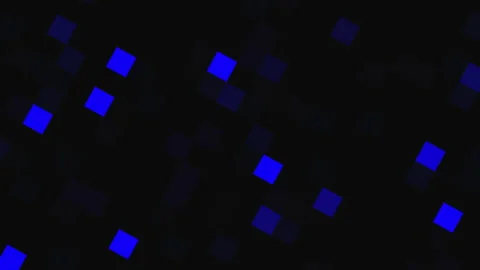 Dark digital abstract background with glowing blue pixel grid squares Stock Footage 341028412