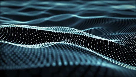 Dark digital background with field of smooth waves and soft gradient light Stock Footage 280200548