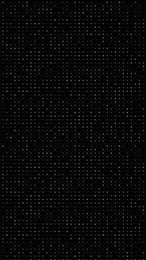 Dark digital binary data screen glowing white numbers, grid rows, and cyber Stock Footage 334122848