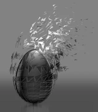 Dark Digital Breaking Easter Egg Desintegration Stock Illustration