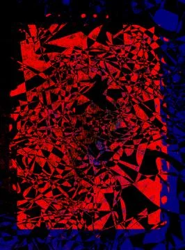 Dark digital collage of sharp red and black triangular shapes. High contrast Stock Photos