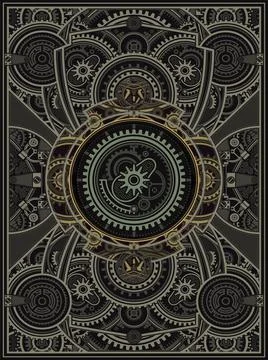 Dark digital mandala in steampunk style Stock Illustration