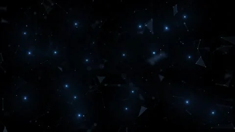 Dark digital space with lines triangles and blinking dots loop animation Stock Footage 344793693
