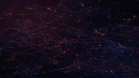A dark digital web of fine blue, purple, and red connections subtly shifts .. 库存影片 347287241