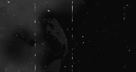 Dark dotted globe emerging rotating splitting frame glitching code blur Stock Footage 311141062