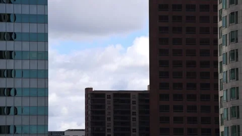 Dark Downtown Buildings With Cloud Timelapse Stock Footage 337677508