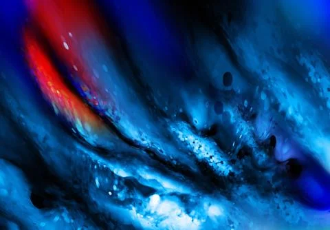 A dark, dramatic digital backdrop featuring swirling waves of cosmic blue l.. 스톡 일러스트