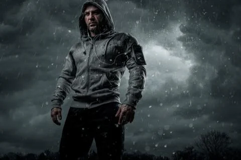 Dark, dramatic portrait of a runner Stock Photos