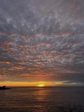 Dark Dramatic Sky Horizon Epic Sunset Clouds Landscape Stock Photos
