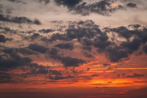 Dark dramatic sky just after sunset Stock Photos