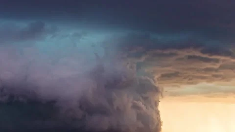 Dark dramatic storm clouds boiling at sunset Stock-Footage 333130595