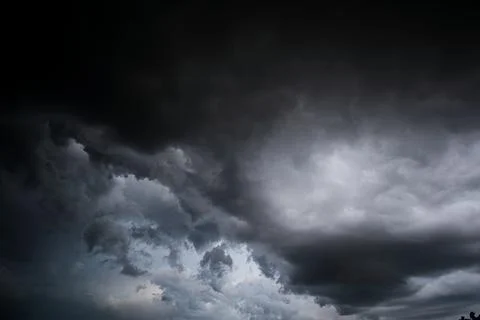 Dark dramatic storm clouds before heavy rain texture background Stock Photos