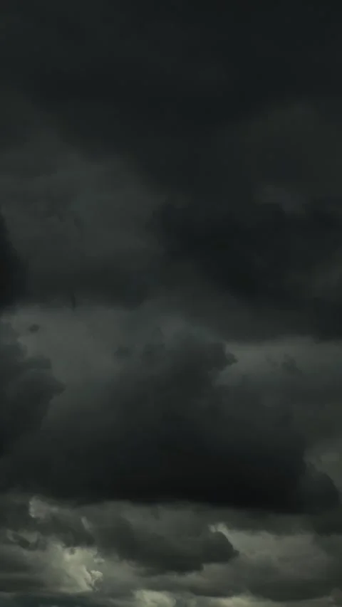 Dark dramatic storm clouds moving across threatening sky, time lapse weather Stock Footage 341374523