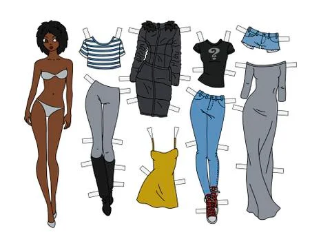 Dark dressing paper doll Stock Illustration