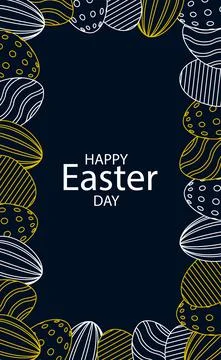 Dark Easter background with congratulations for the Easter holiday - Vector Stock Illustration