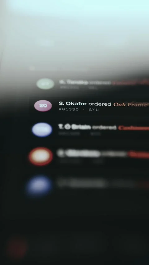 Dark Ecommerce Order Activity Feed With Customer Purchases Stock Footage 337891863