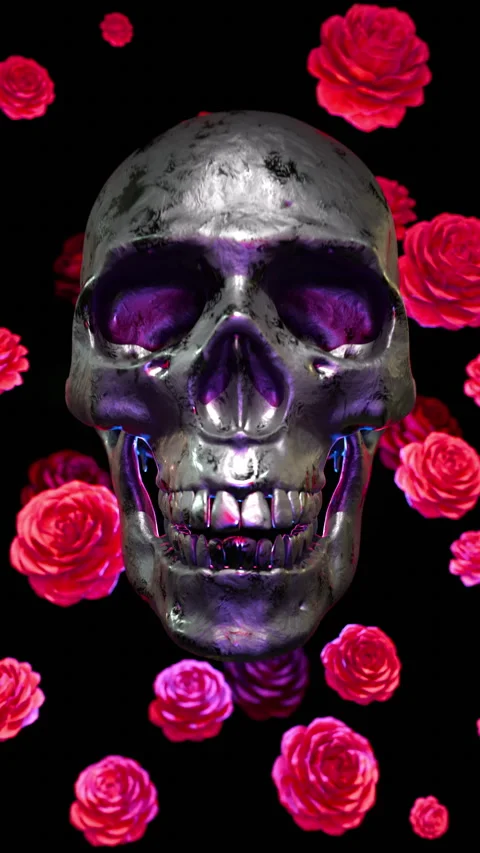 Dark Elegance – Skull and Blooming Roses 스톡 동영상 310795459