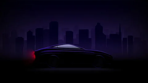 Dark Elegant Car Animation On Black City Stock Footage 283890359